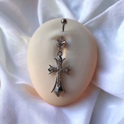 CHROME CROSS BAUCHNABELPIERCING