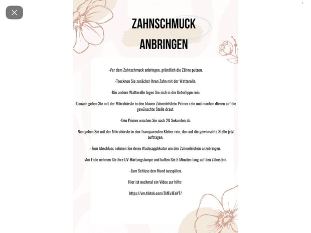 Zahnschmuck Kit zum selbstkleben